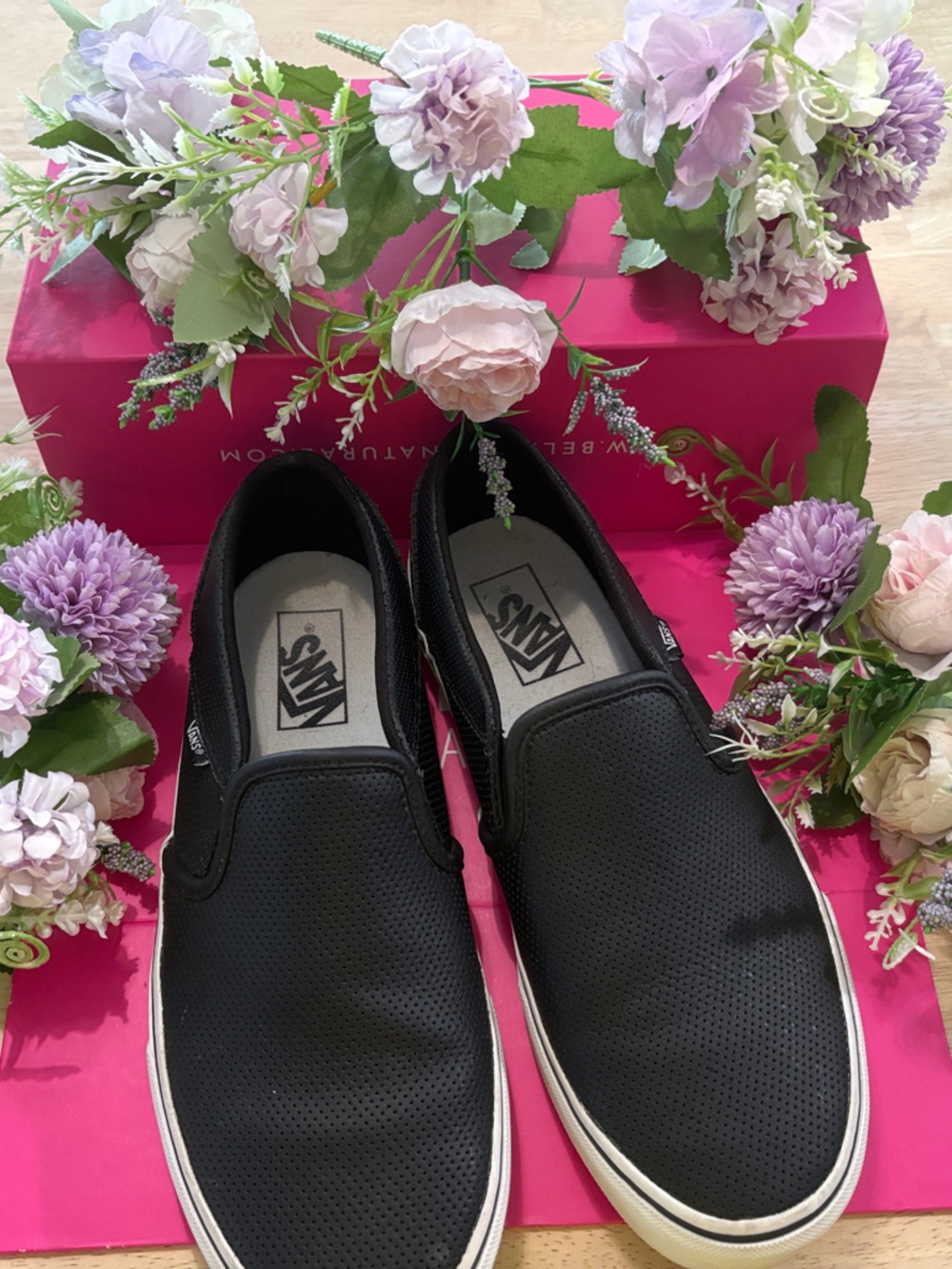 Vans Black Perforated Slip-On Sneakers with White Sole